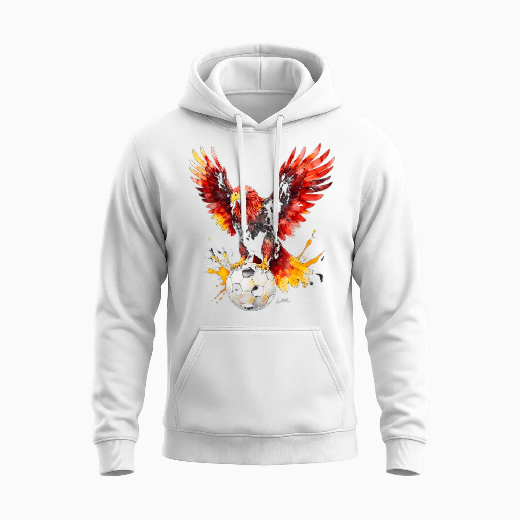Adler Fußball Bunt Deutschland Tier Aufdruck Design Print Unisex Hoodie in White