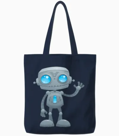 Waving Robot Tote Bags - Navy