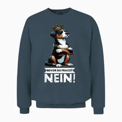 T-Shirt with German Text "bevor Du Fragst Nein Appenzeller Mountain Dog" Mountain Dog Holder Unisex Sweatshirt - Dark Heather