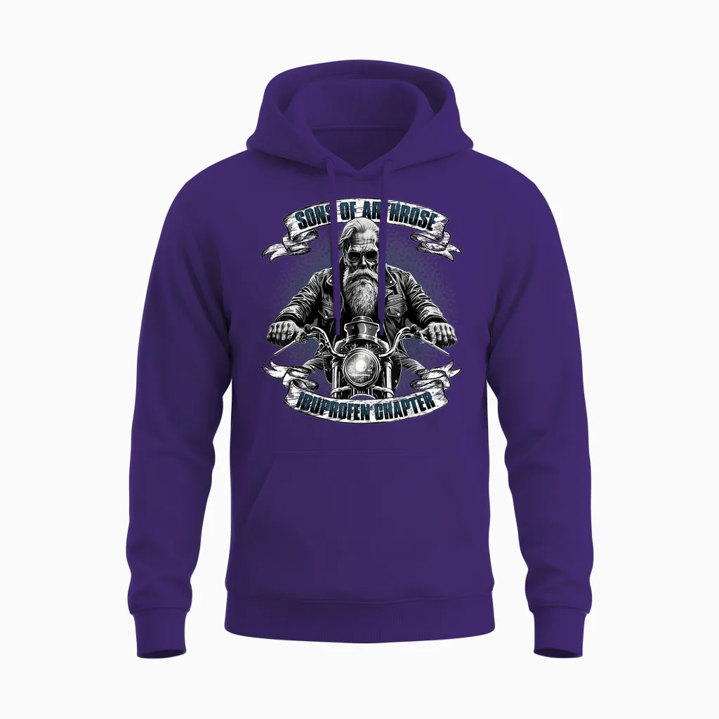 Lustiger Biker Spruch Fรผr Den Alten Mann - Sons of Arthrosis - Ibuprofen Chapter Biker Motorcyclist T-Shirt for Older Men, Black, S Unisex Hoodie in Purple