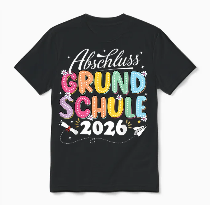 Abschluss Grundschule Geschafft 2026 Abschied Unisex T-Shirt in Black
