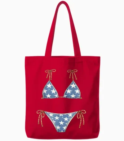 Usa Bikini Red White July 4th Blue Vacation Summer Swimsuit Tote Bags - Red
