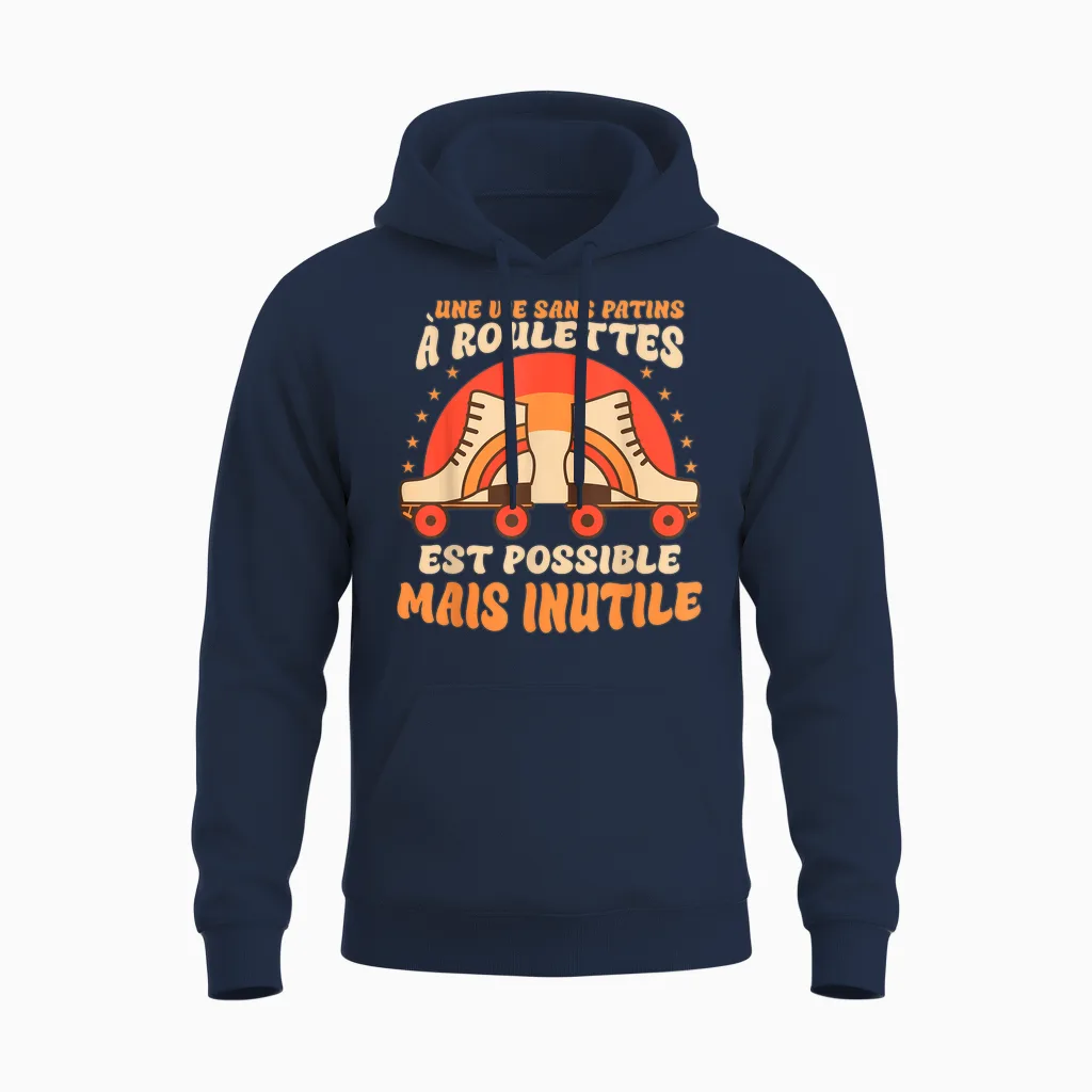Roller Grafique T-Shirt, Black, S Unisex Hoodie in Navy