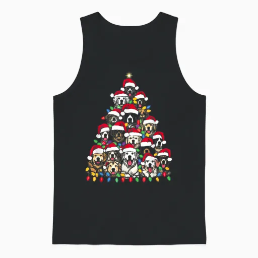 Christmas Tree of Puppies - Funny Xmas Tree Dog Puppy Lover Men Women Unisex Tank Top - Black