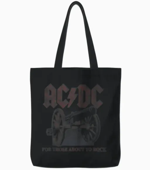 Official Ac/dc for Those About to Rock Canon Rock Music Band Tote Bags - Black