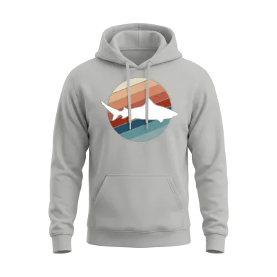 Shark in Retro Style Unisex Hoodie - Ash