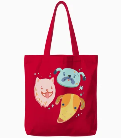 Group of Dogs Tote Bags - Red
