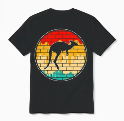 Kangaroo Retro Unisex T-Shirt - Black