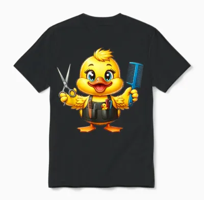 Entchen Friseur Frisör Geschenk | Süßes Entchen Als Frisör Unisex T-Shirt - Black