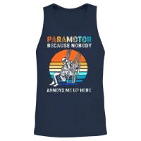 Nobody Annoys Me Up Here Retro Sunset Paramotoring Unisex Tank Top - Navy – 2