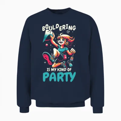Bouldering Girl Boulderer Rock Climbing Wall Unisex Sweatshirt - Navy
