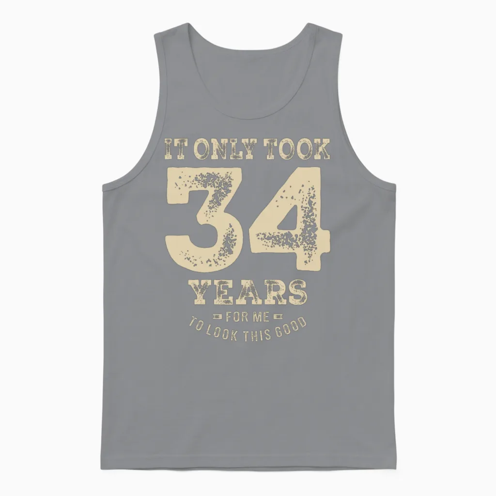 Funny 34th Birthday Age 34 Years Old Unisex Tank Top in Sport Grey