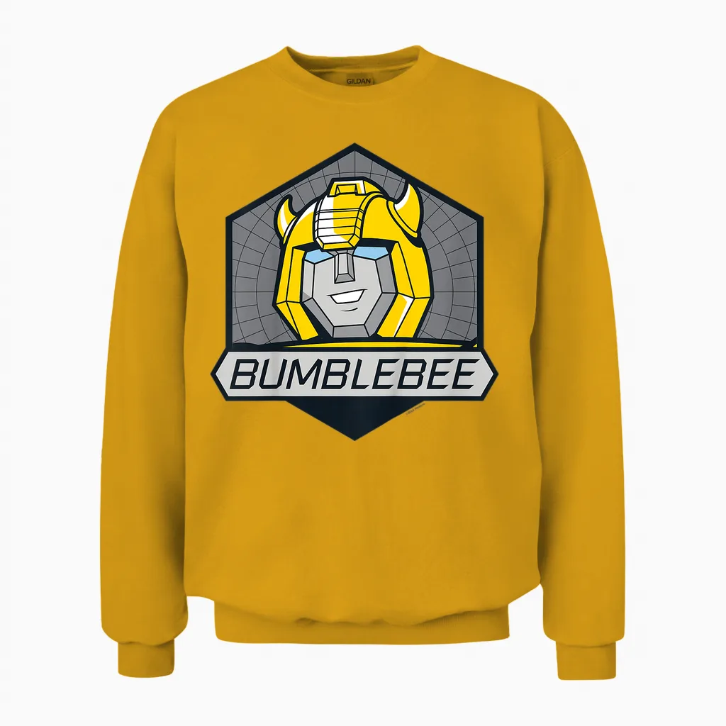 Children's Retro Badge Transformers Bumblebee Kids T-Shirt, Blue, 2 Unisex Sweatshirt in Gold