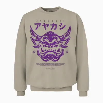 Backprint Japanese Streetwear Y2k Techwear Anime Cyberpunk Unisex Sweatshirt - Sand