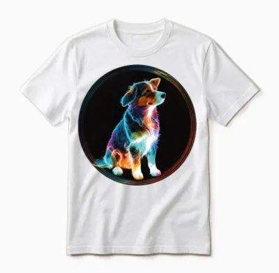 Colourful Cute Dog Unisex T-Shirt - White