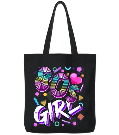 80 S Girl Birthday Party Retro Women 1980s Tote Bags - Black