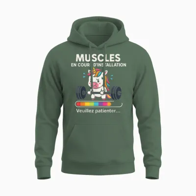Running Muscles – Funny Sports Gift Women Fitness Unicorn Unisex Hoodie - Military Green
