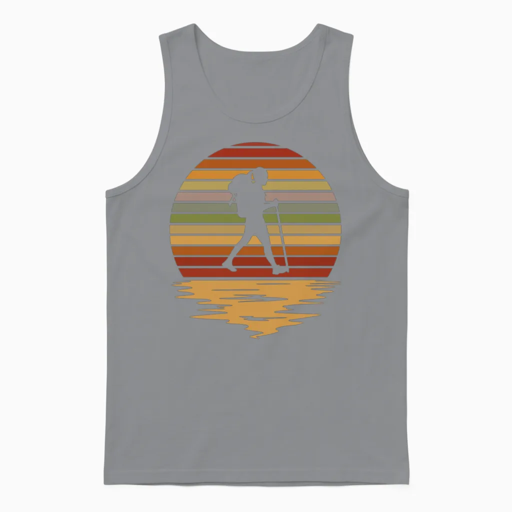 Hiking Color Night & Outdoors Gift Unisex Tank Top in Sport Grey
