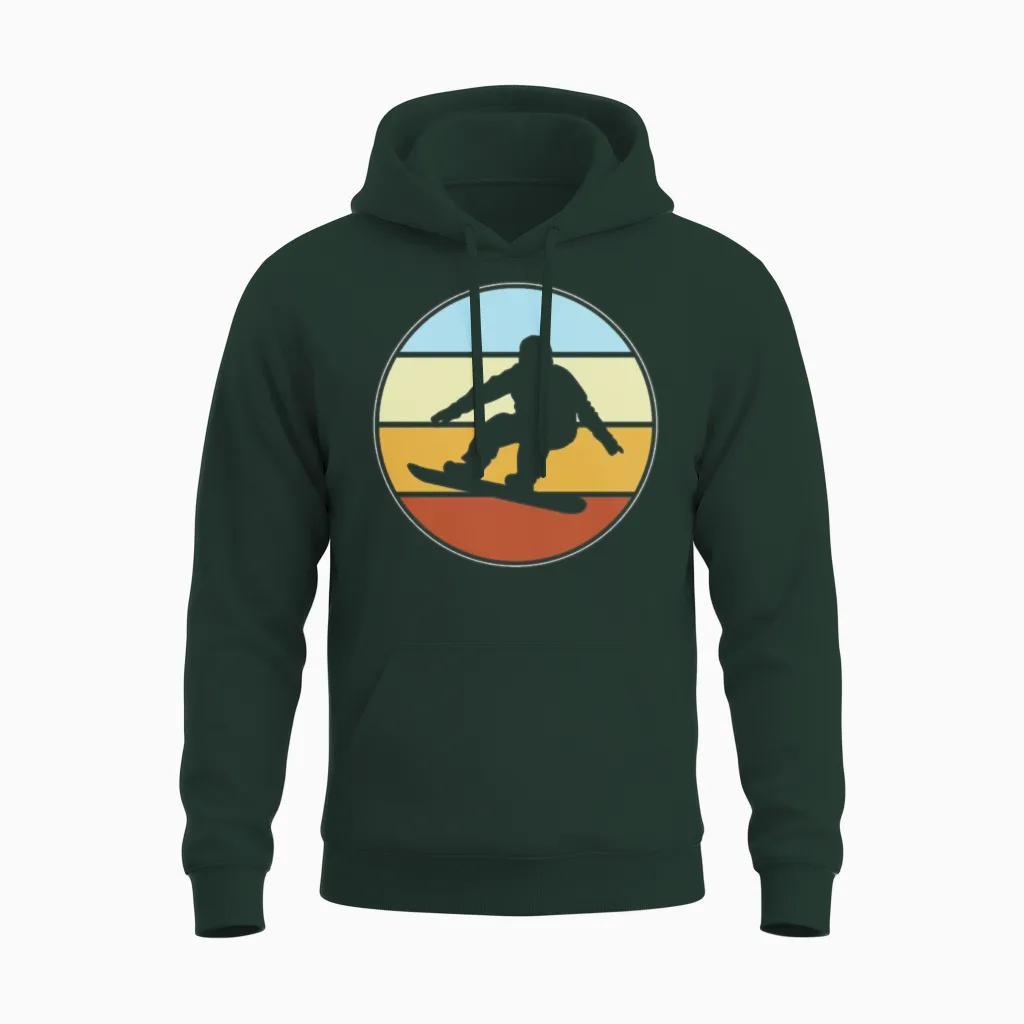 Snowboarding Retro Unisex Hoodie in Forest