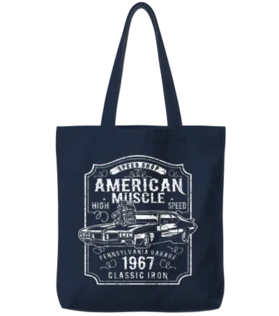 American Muscle Car Classic High Speed Tote Bags - Navy