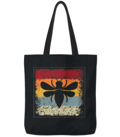 Bee Retro Tote Bags - Black