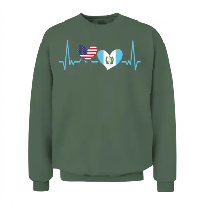 Awesome Guatemalan American Heartbeat For Unisex Sweatshirt - Military Green