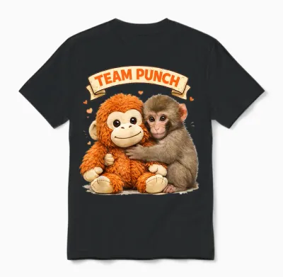 Cute Monkey Punch Panchi Kun Japan Baby Monkey Team Punch Unisex T-Shirt - Black