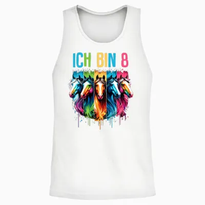 Ich Bin 8 Geburtstag Pferde Mädchen Pferd 8 Jahre Unisex Tank Top - White