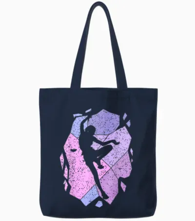 Climbing Climber Female Girl T-Shirt, Black, S Tote Bags - Navy