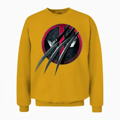 Marvel Studios Deadpool & Wolverine Slashed Icon with Claws T-Shirt, Black, S Unisex Sweatshirt - Gold
