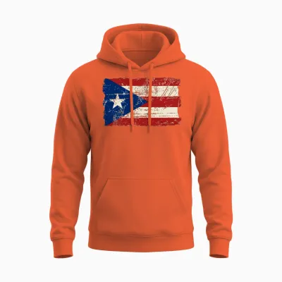 Puerto Rico Flag - Vintage Look Unisex Hoodie - Orange