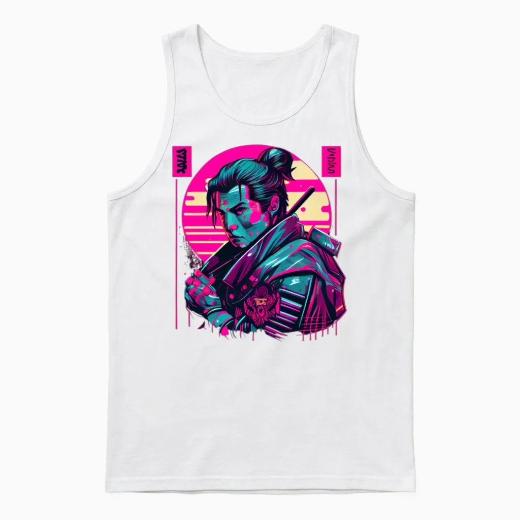Samouraï Unisex Tank Top in White