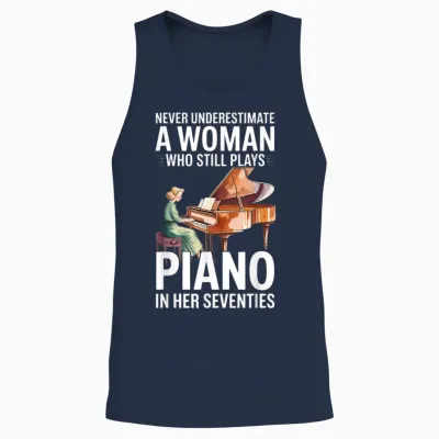 Ne Sous-Estimez Jamais Une Femme Qui Joue Encore Du Piano Des Années 70 Unisex Tank Top - Navy