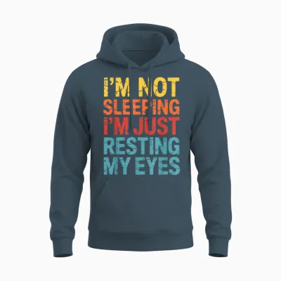 Drôle Blague Maman Papa Ne Dort Pas Je Repose Mes Yeux Unisex Hoodie - Dark Heather