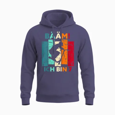 Bääm! Ich Bin 7 Geburtstag Sieben Jahre Junge Mädchen 7. Unisex Hoodie - Heather Sport Dark Navy