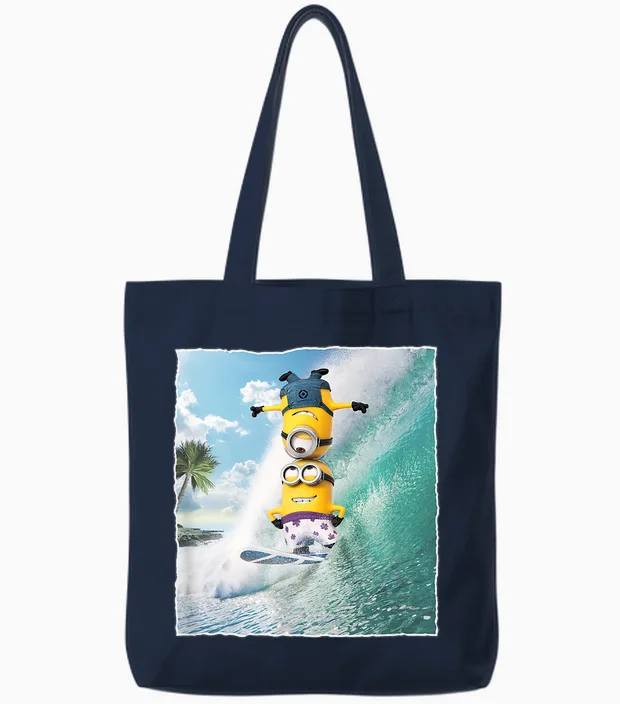 Despicable Me Minion Helmet Graphic Tote Bags in Navy