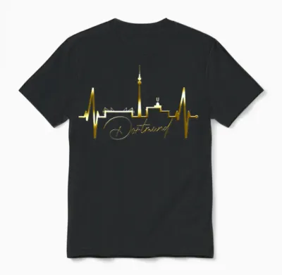 Dortmund Heartbeat Skyline Puls Ruhrpott I Love Dortmunder T-Shirt, Black Unisex T-Shirt - Black