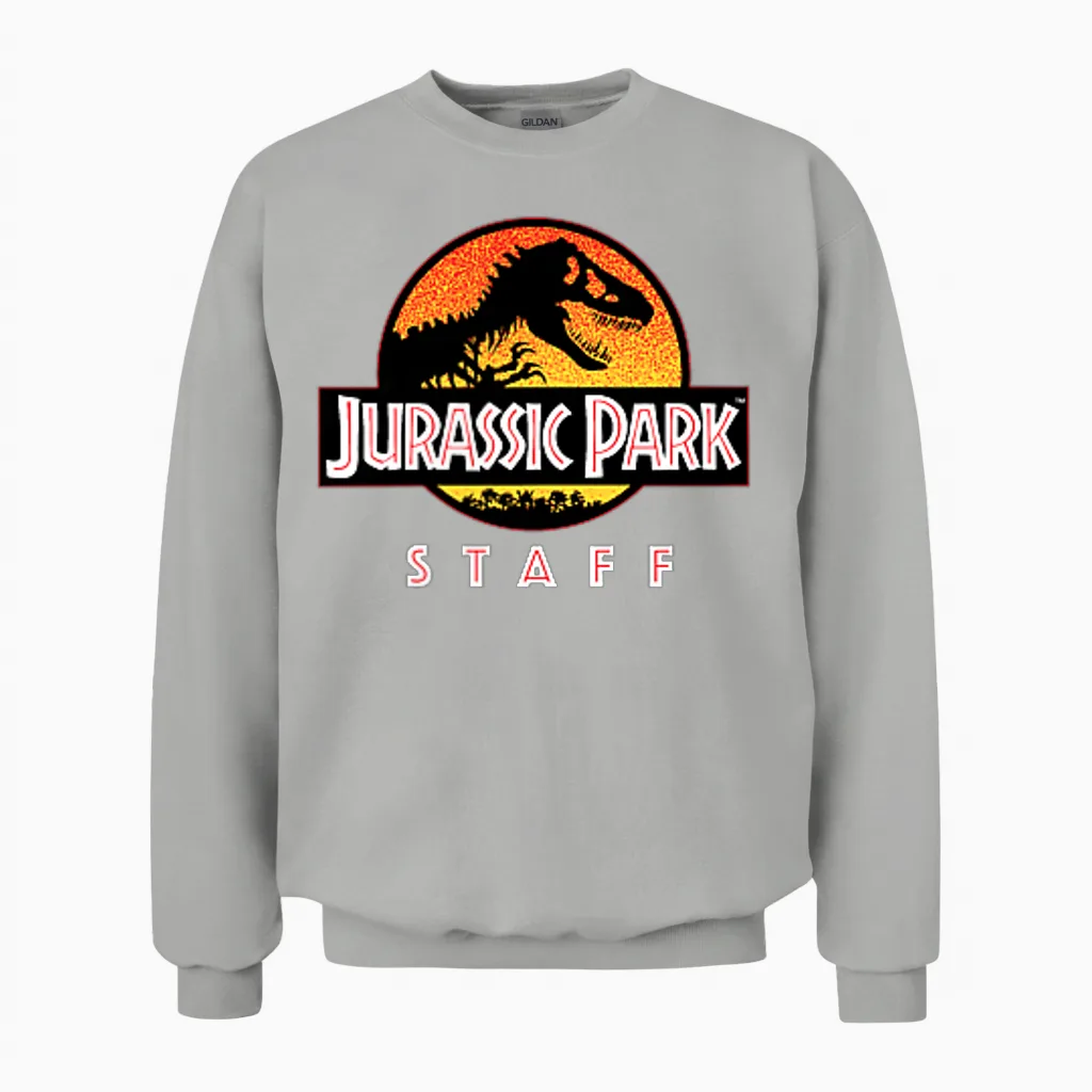 Jurassic Park Ranger Staff Uniform Front and Back Unisex Sweatshirt in Ash