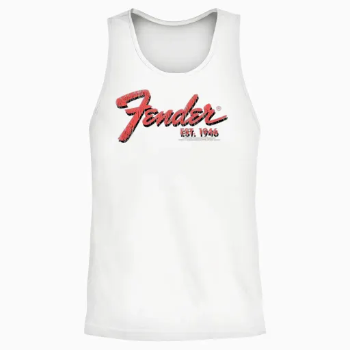 Fender Est. 1946 Classic Centered Logo T-Shirt, Black Unisex Tank Top - White