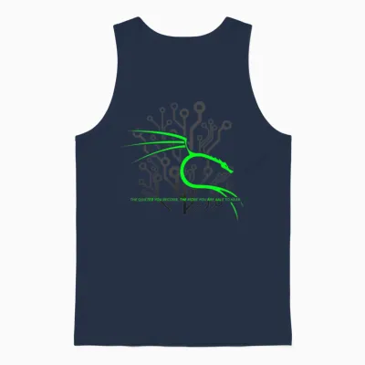 Backtrack Kali Linux with Dragon and Tagline Green Unisex Tank Top - Navy