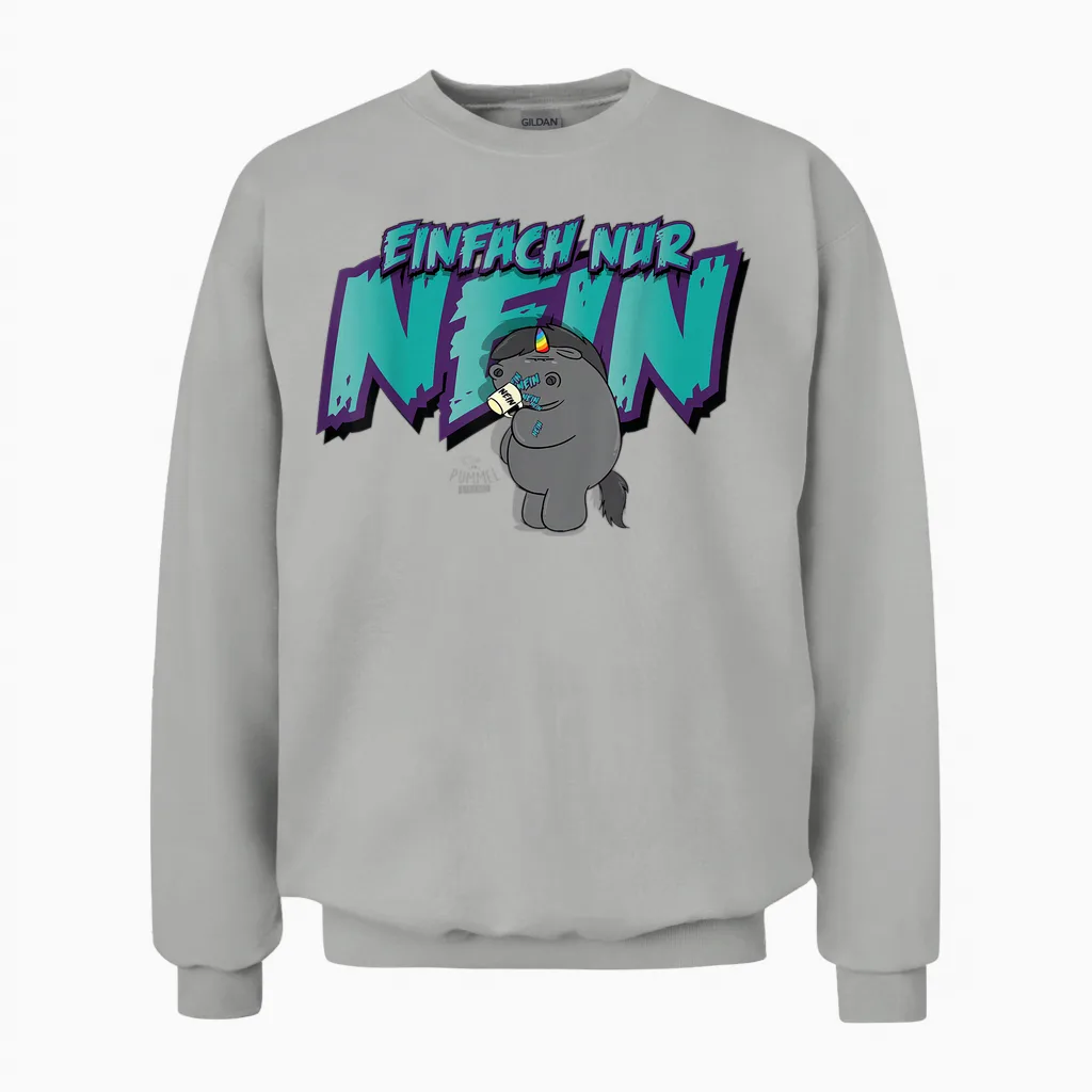 Pummel & Friends - Grummeleinhorn Simply No T-Shirt, Black, S Unisex Sweatshirt in Ash