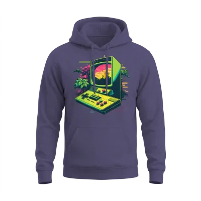 Retro Computer Gaming Unisex Hoodie - Heather Sport Dark Navy