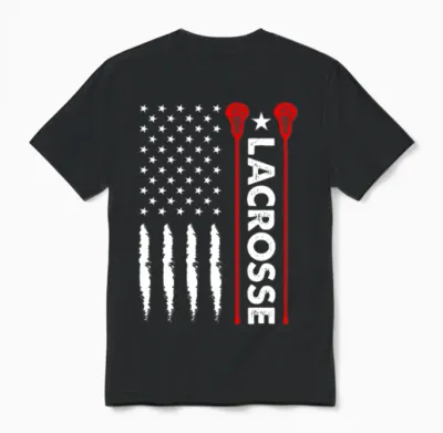 Funny Fourth of July American Flag Lacrosse Gifts Unisex T-Shirt - Black
