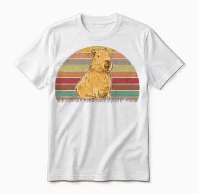 Capybara Retro Vintage Unisex T-Shirt - White