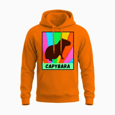 Retro Rodent Funny Capybara Unisex Hoodie - Safety Orange