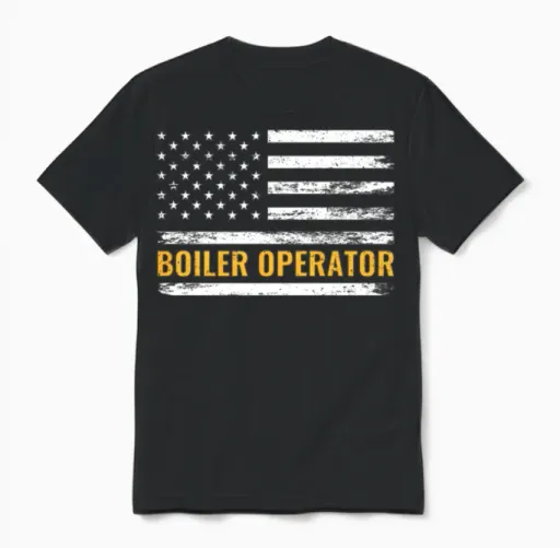 Boiler Operator American Flag Work Pride Unisex T-Shirt in Black