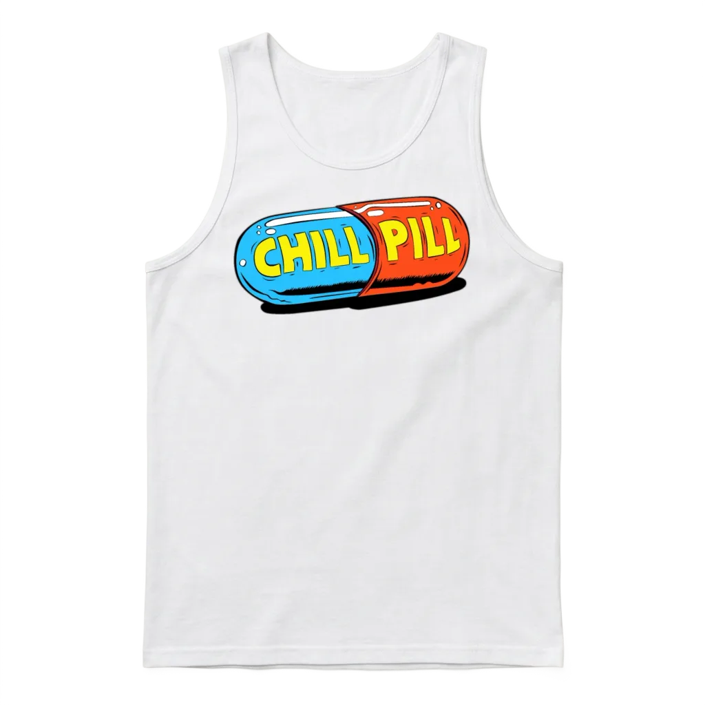 Take a Chill Pill Unisex Tank Top - White