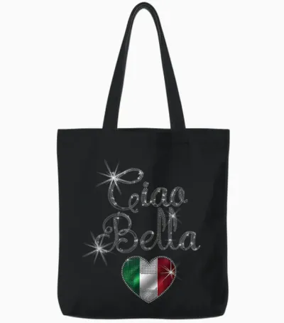 Italy Gift Flag Italy Vintage Bella Italia Italiano T-Shirt, Black, S Tote Bags - Black