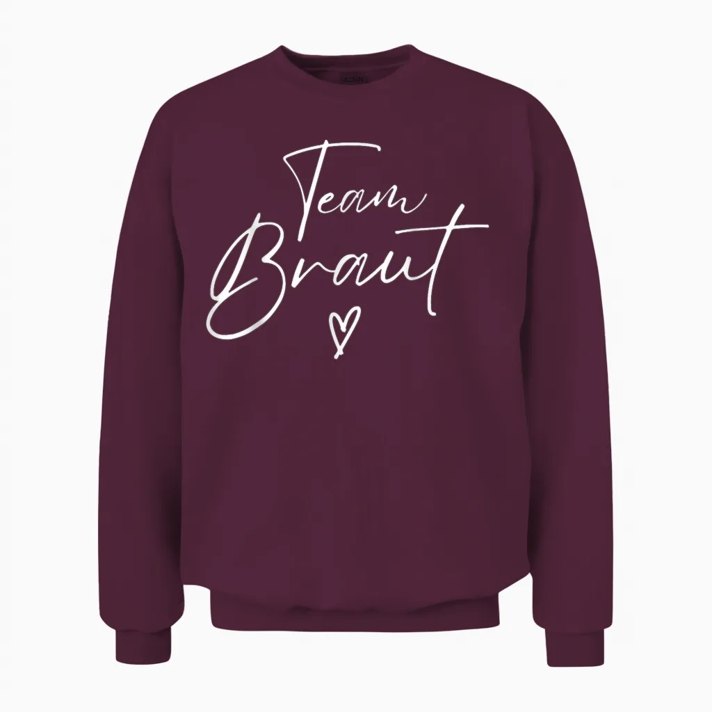 Jga Bride Team Bride Stag Night Subtle Heart Unisex Sweatshirt in Maroon