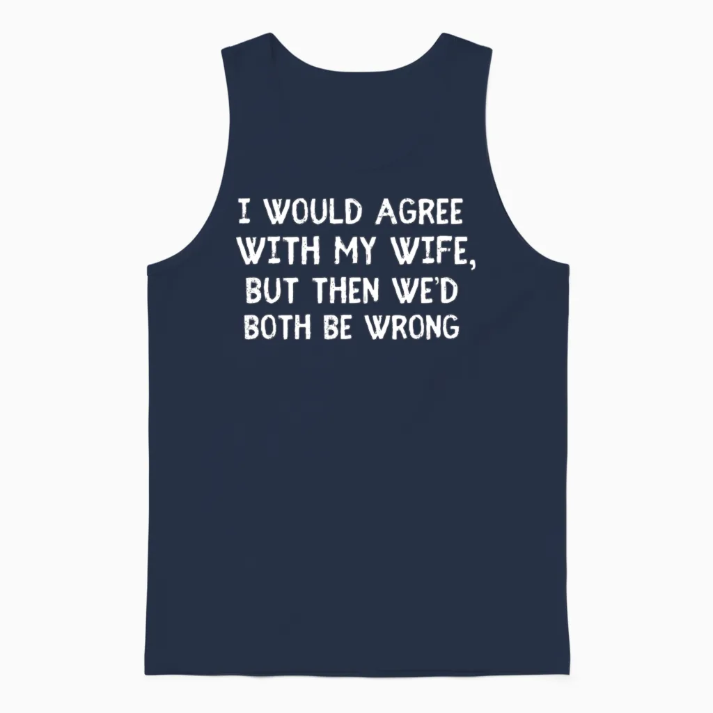 Funny Husband Wife Couples & Matching Gift Unisex Tank Top in Navy